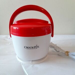Crock-Pot Portable Electric Slow Cooker Food Warmer Lunch Red & White TESTED